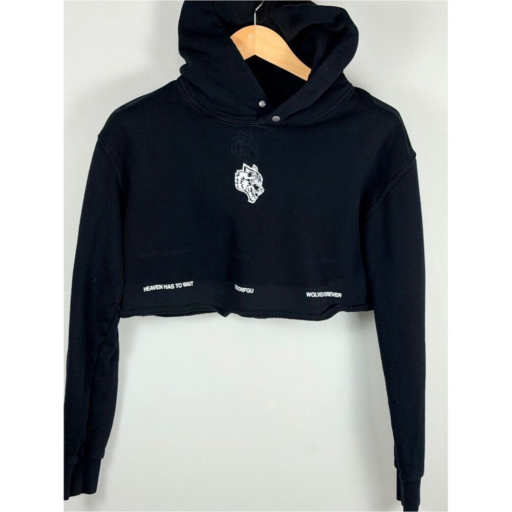 Darc Sport Cropped Hoodie Small Black Wolves Moth Graphic Limited 500 Goth